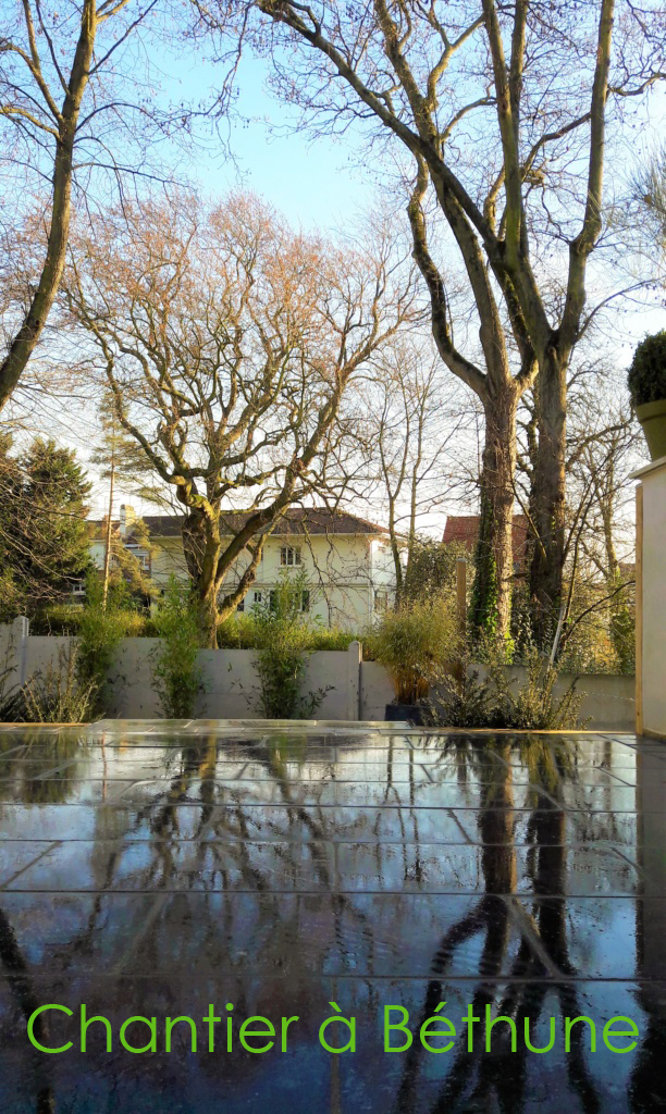 création d'une terrasse en pierre bleue et d'un jardin à Béthune arbrecreation